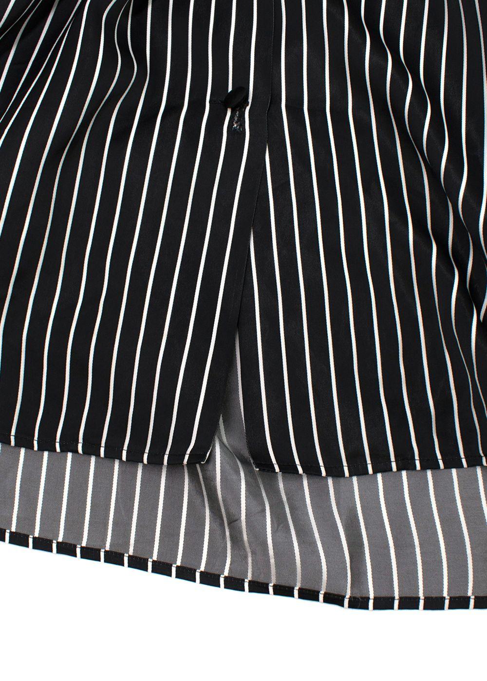 Balenciaga Black Striped Logo Oversized Shirt with Tie Detail