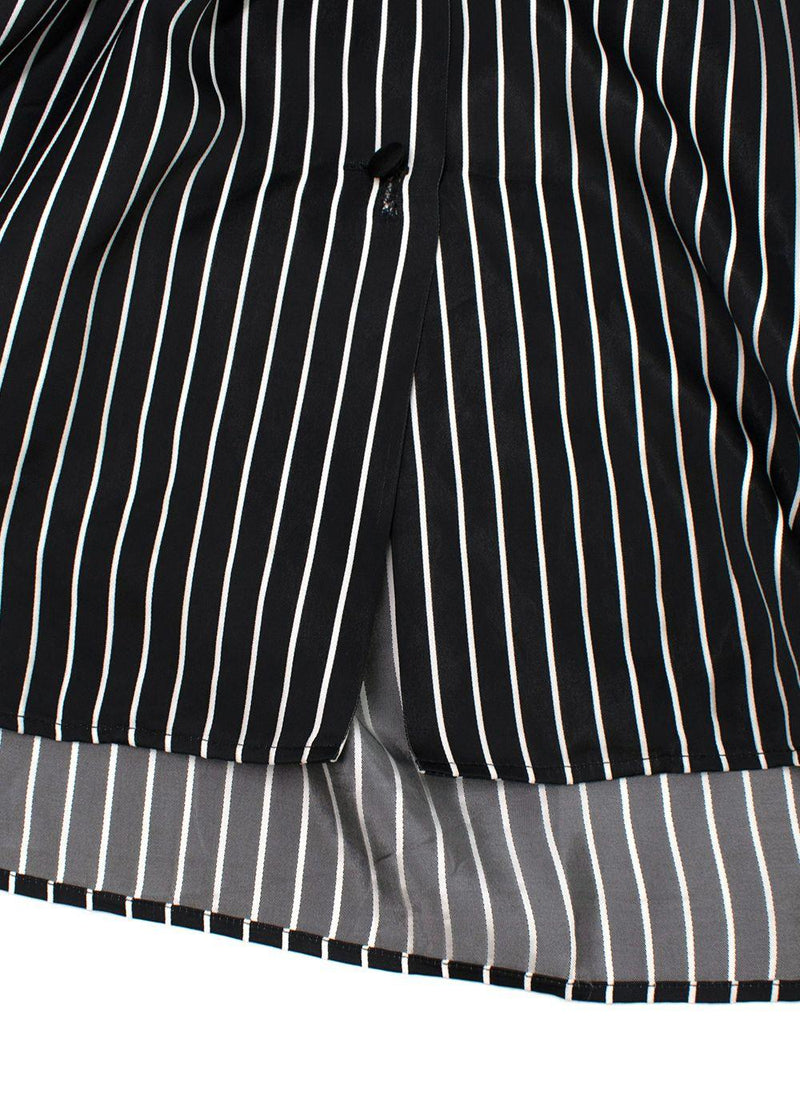 Balenciaga Black Striped Logo Oversized Shirt with Tie Detail
