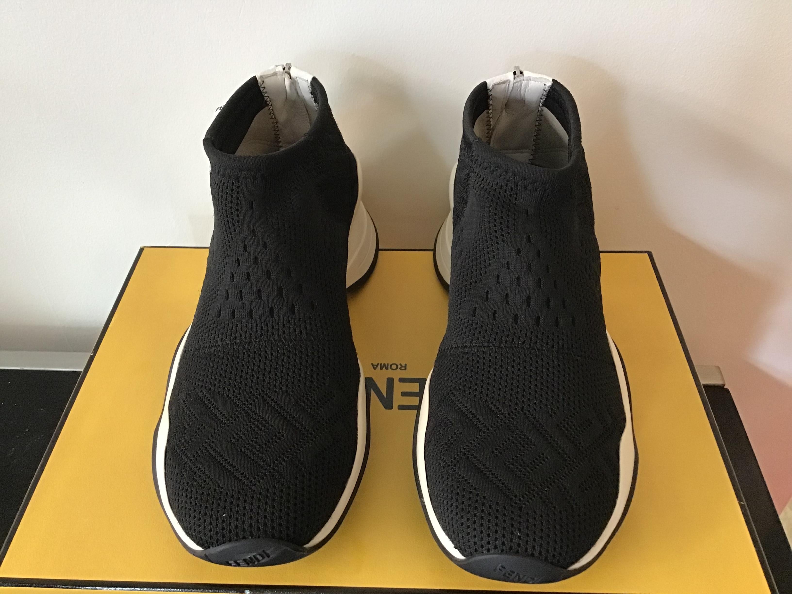 Fendi Women's Back-Zip Jacquard-Knit Sneakers