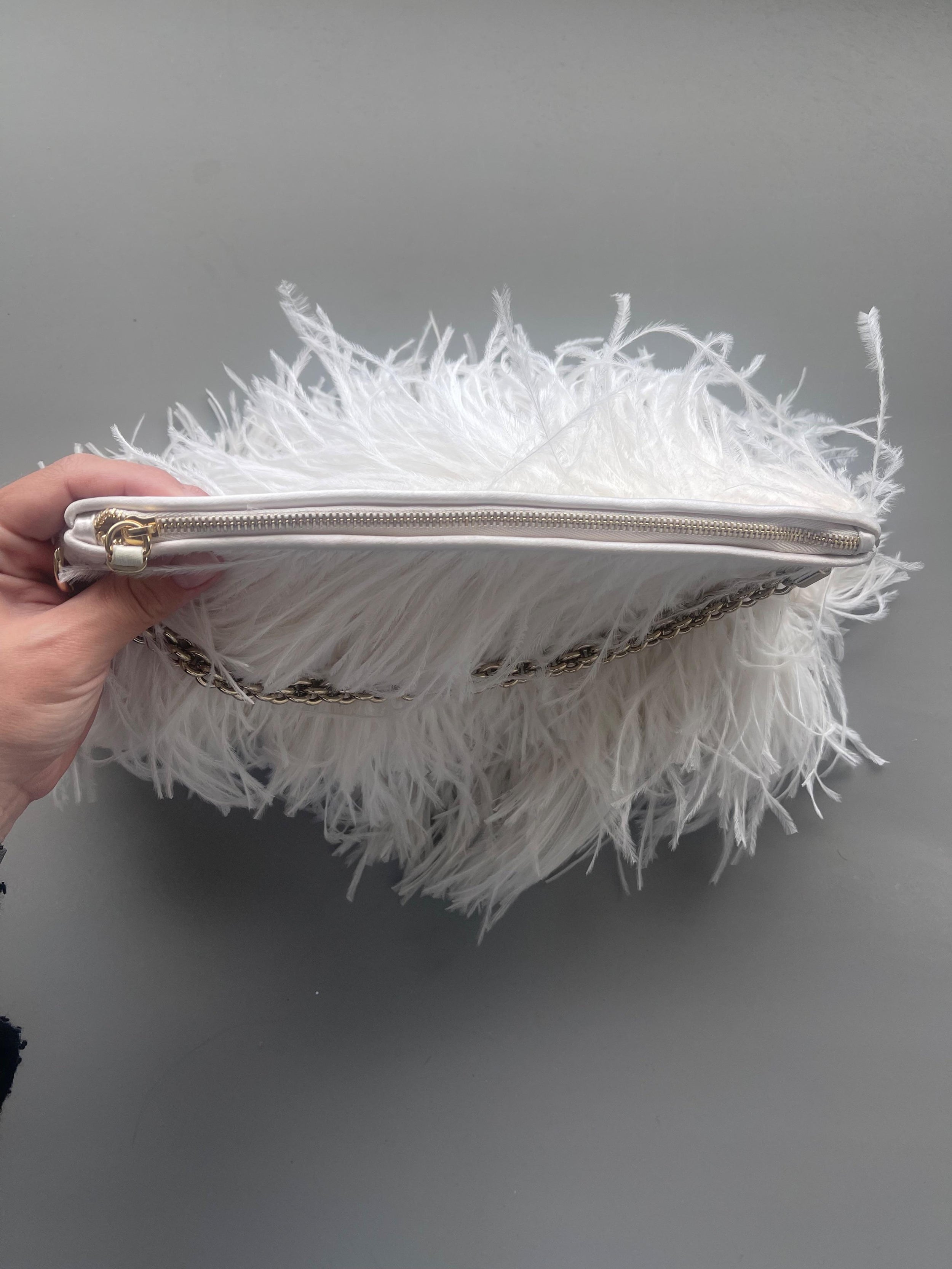 Jimmy Choo White Ostrich Feather Clutch