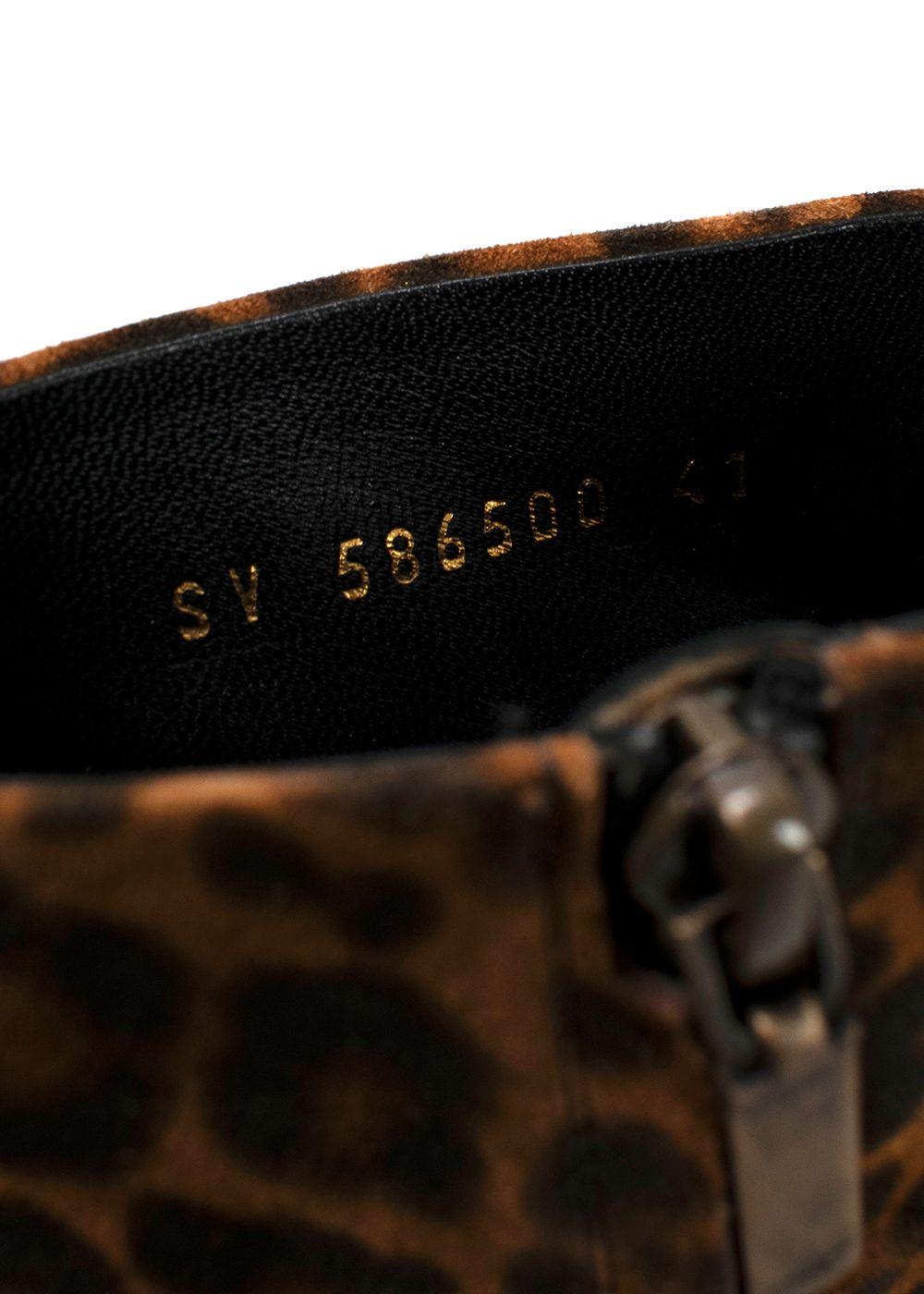 Saint Laurent Lou Leopard Print Ankle Boots