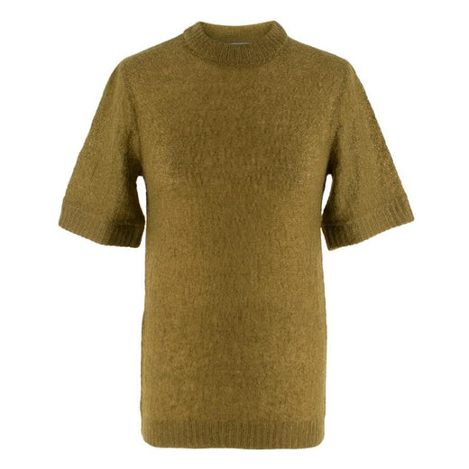 Prada Khaki Semi Sheer Mohair Blend Knit Top