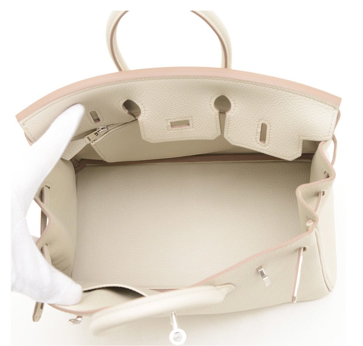 Hermès Cream Birkin 25 in Taurillon Clemence