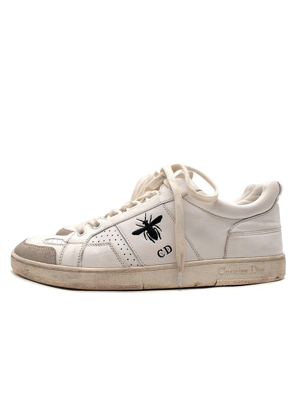Dior White Suede Toe Cap Leather Bee Trainers