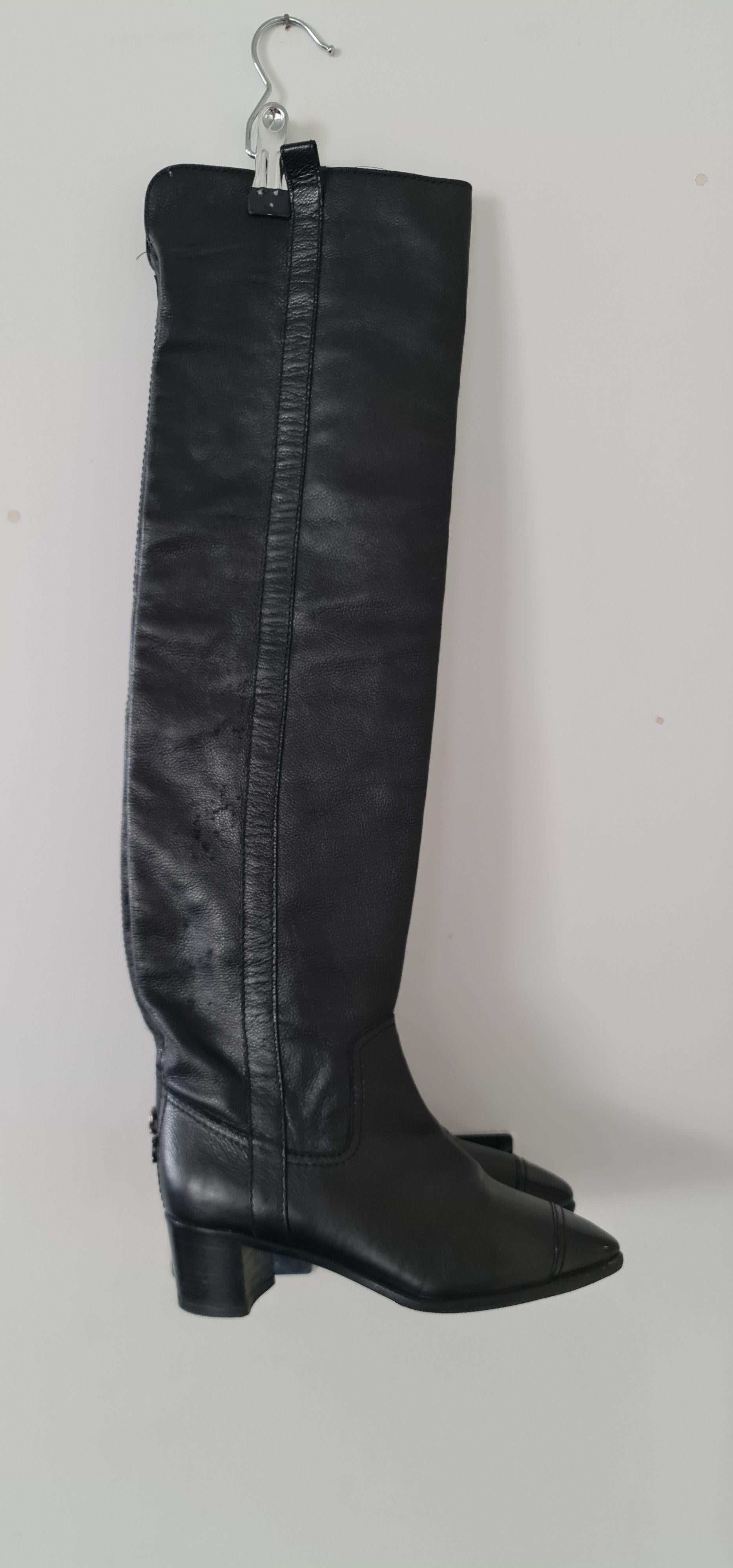 Black Leather Over The Knee Boots