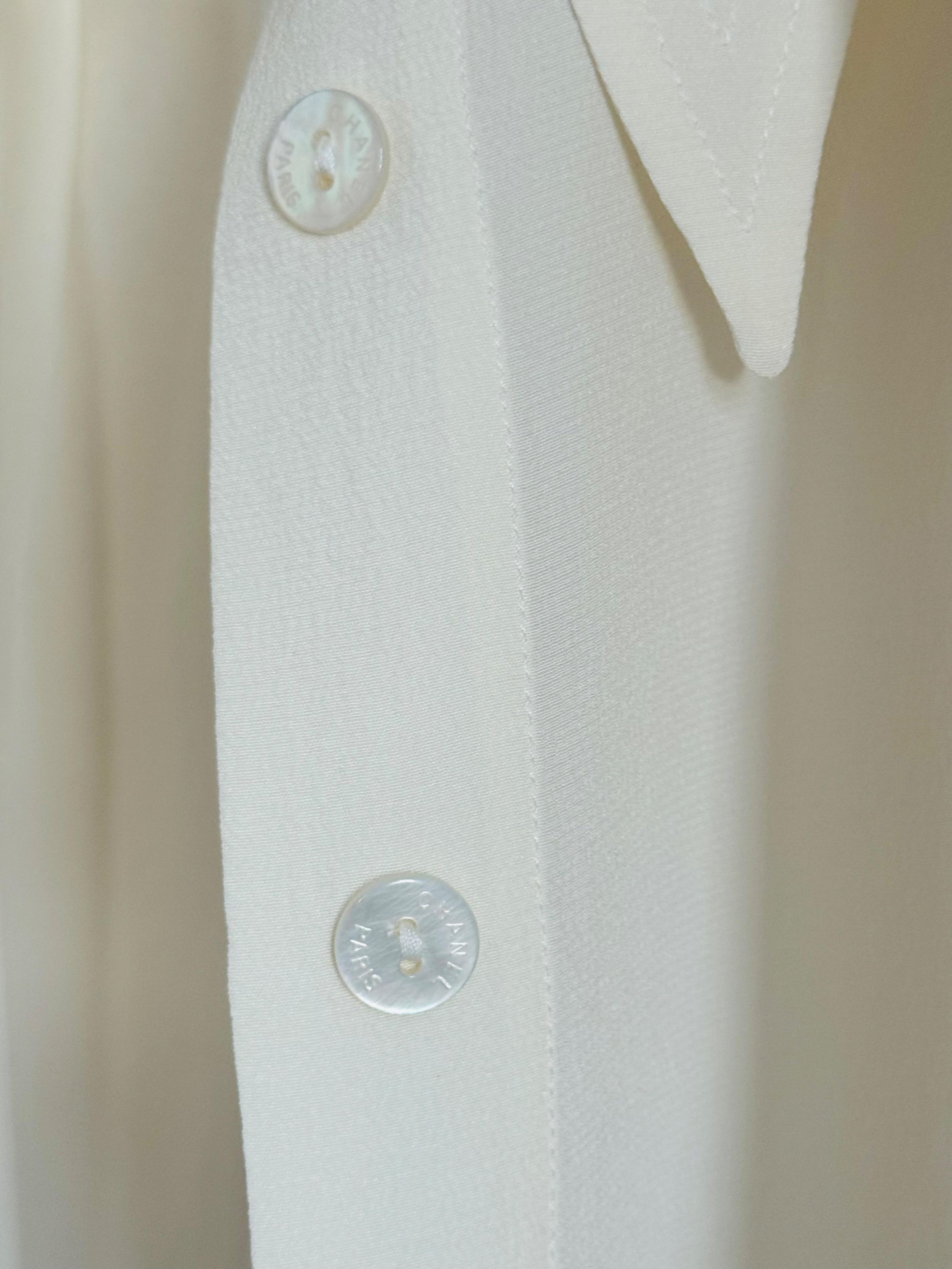 Chanel Cream Silk Button Front Blouse