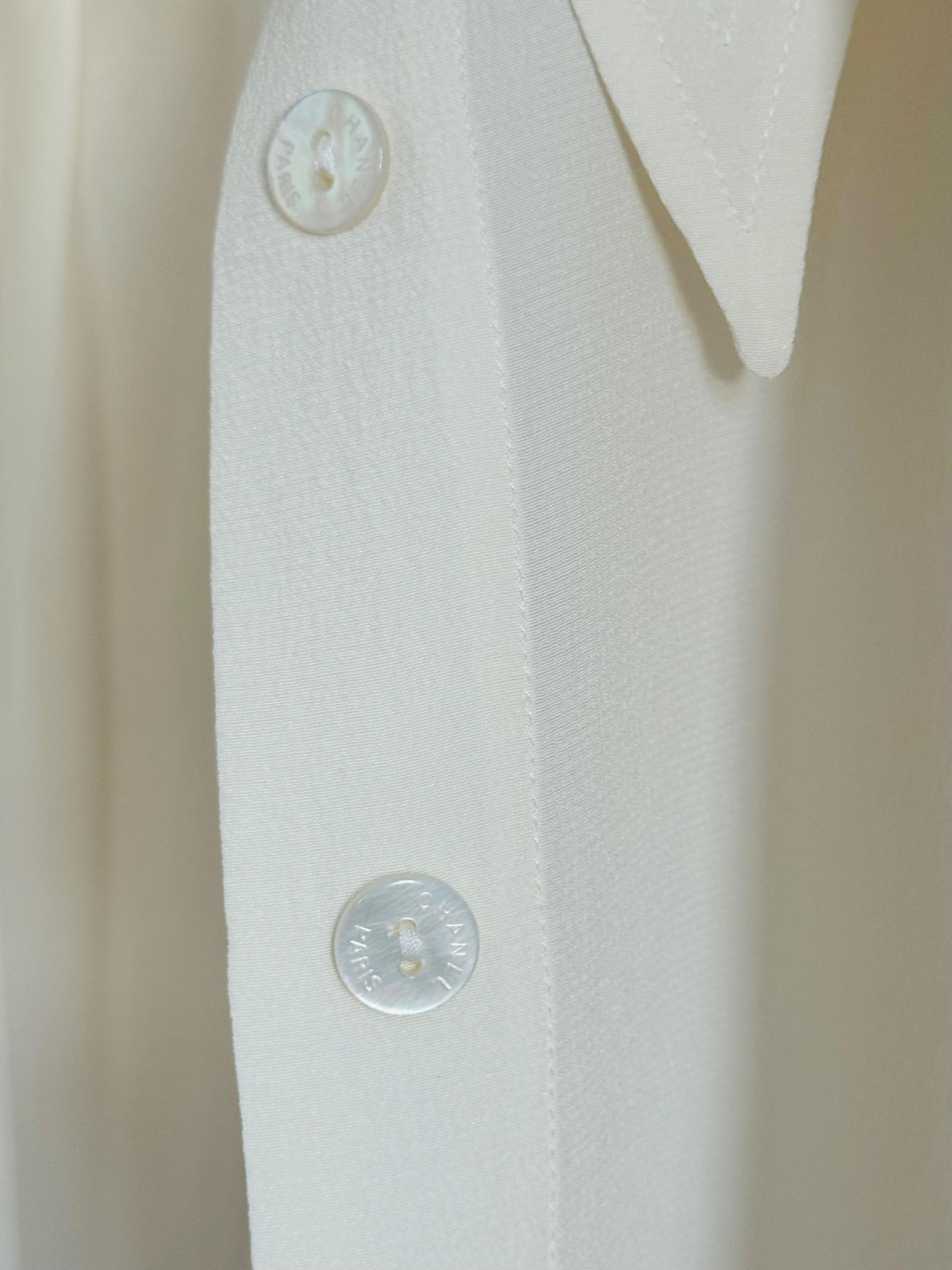 Chanel Cream Silk Button Front Blouse