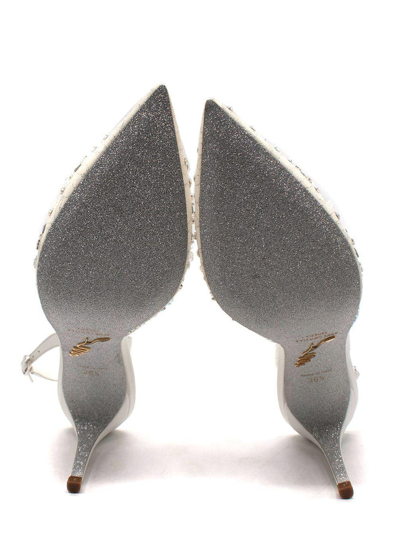 Rene Caovilla White Embellished Cinderella 75 Slingbacks