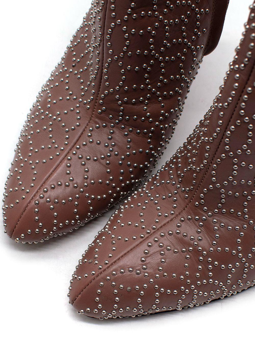 Alaia Nude Studded Stiletto Ankle Boots