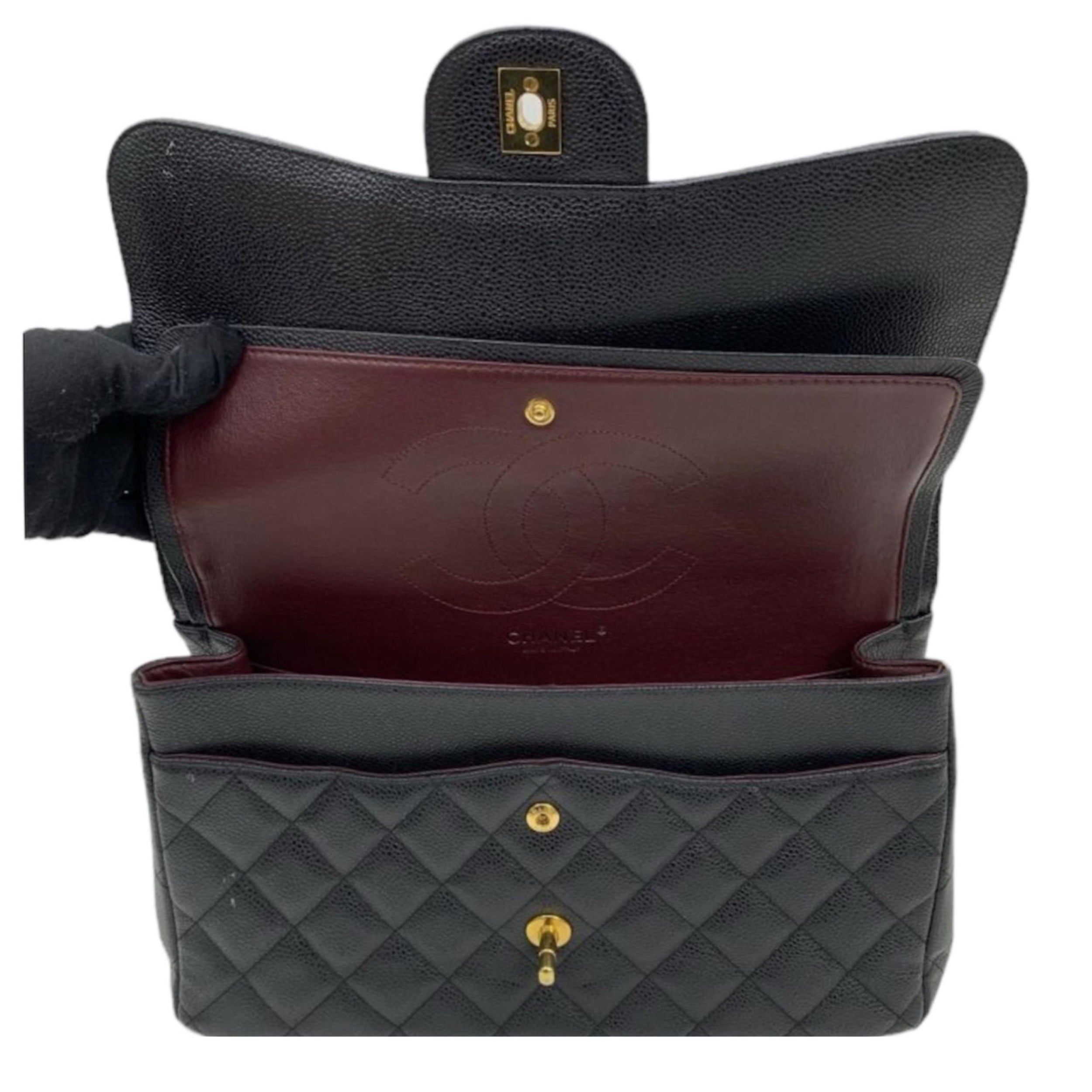 Chanel Black Caviar Leather Jumbo Double Flap Bag