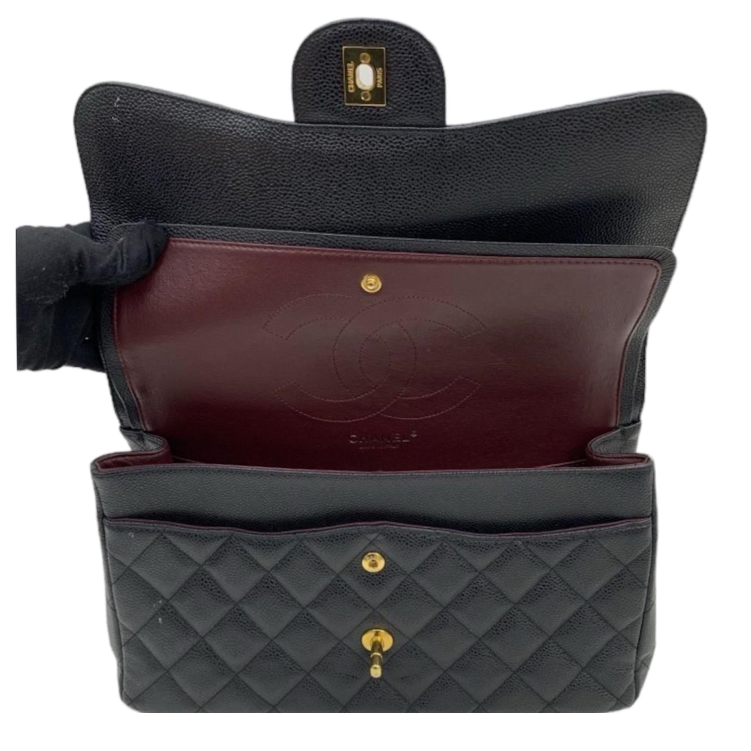 Chanel Black Caviar Leather Jumbo Double Flap Bag