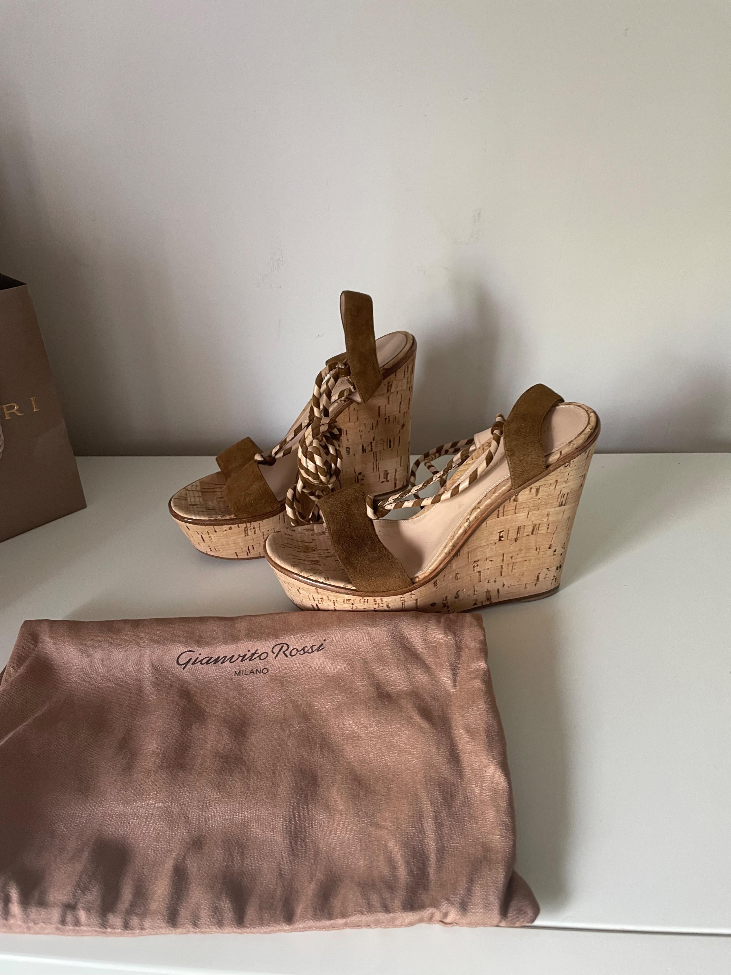 Gianvito Rossi Lace Up Platform Wedges