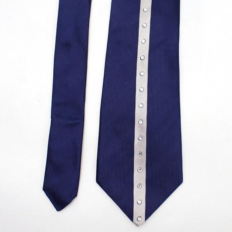 Duchamp Silk Navy & Silver Panel Diamante Tie