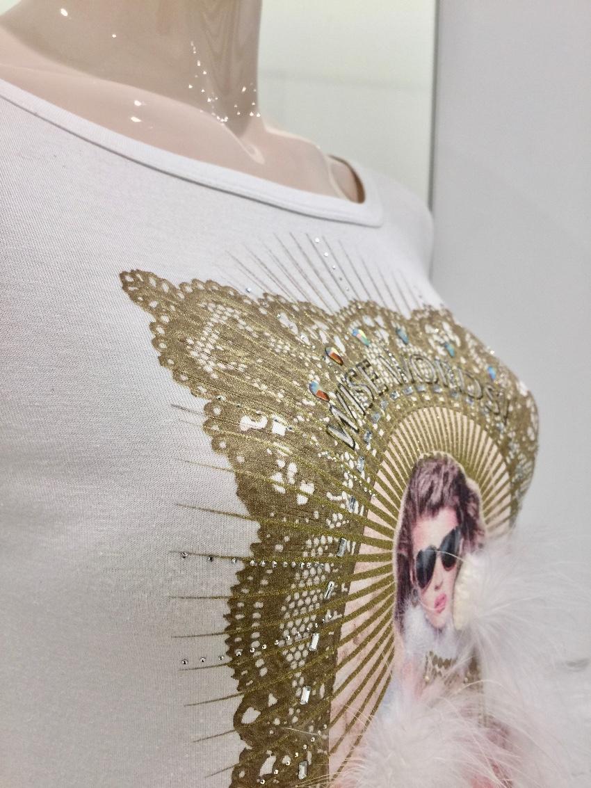Blumarine Marabou Feather Winter White Top