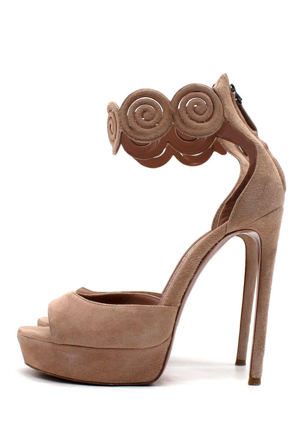 Alaia Beige Suede Platform Sandals