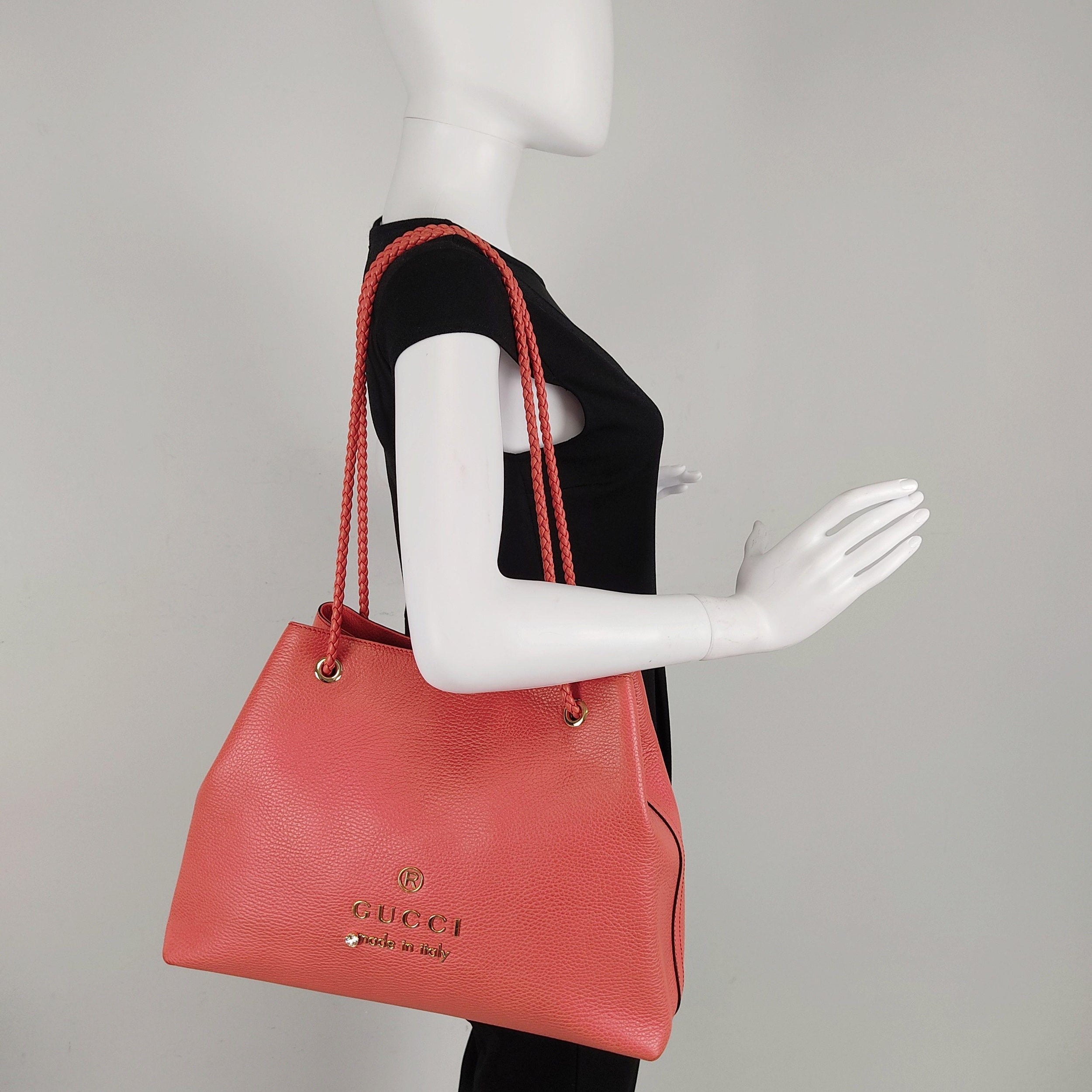 Vintage pink leather tote bag