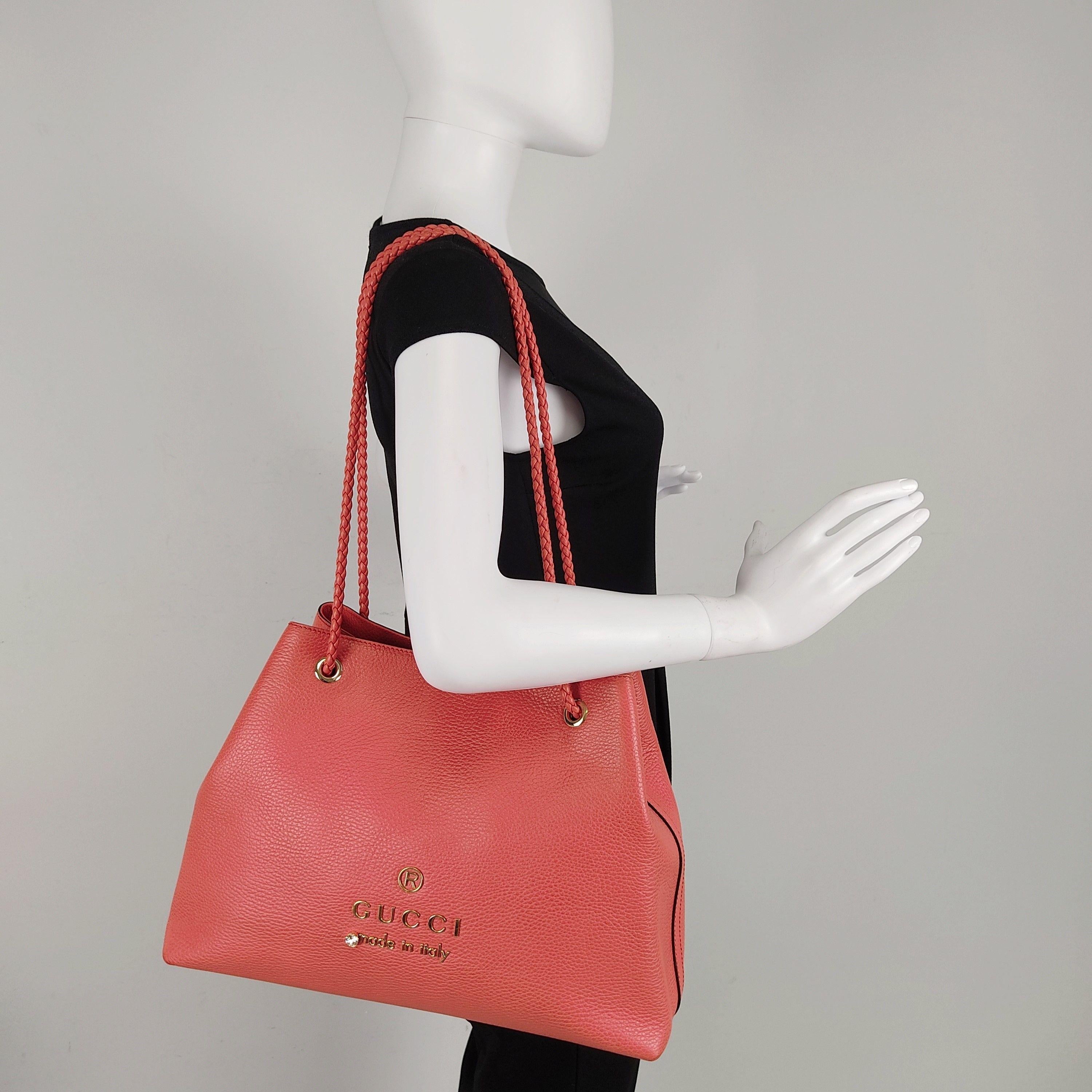 Vintage pink leather tote bag