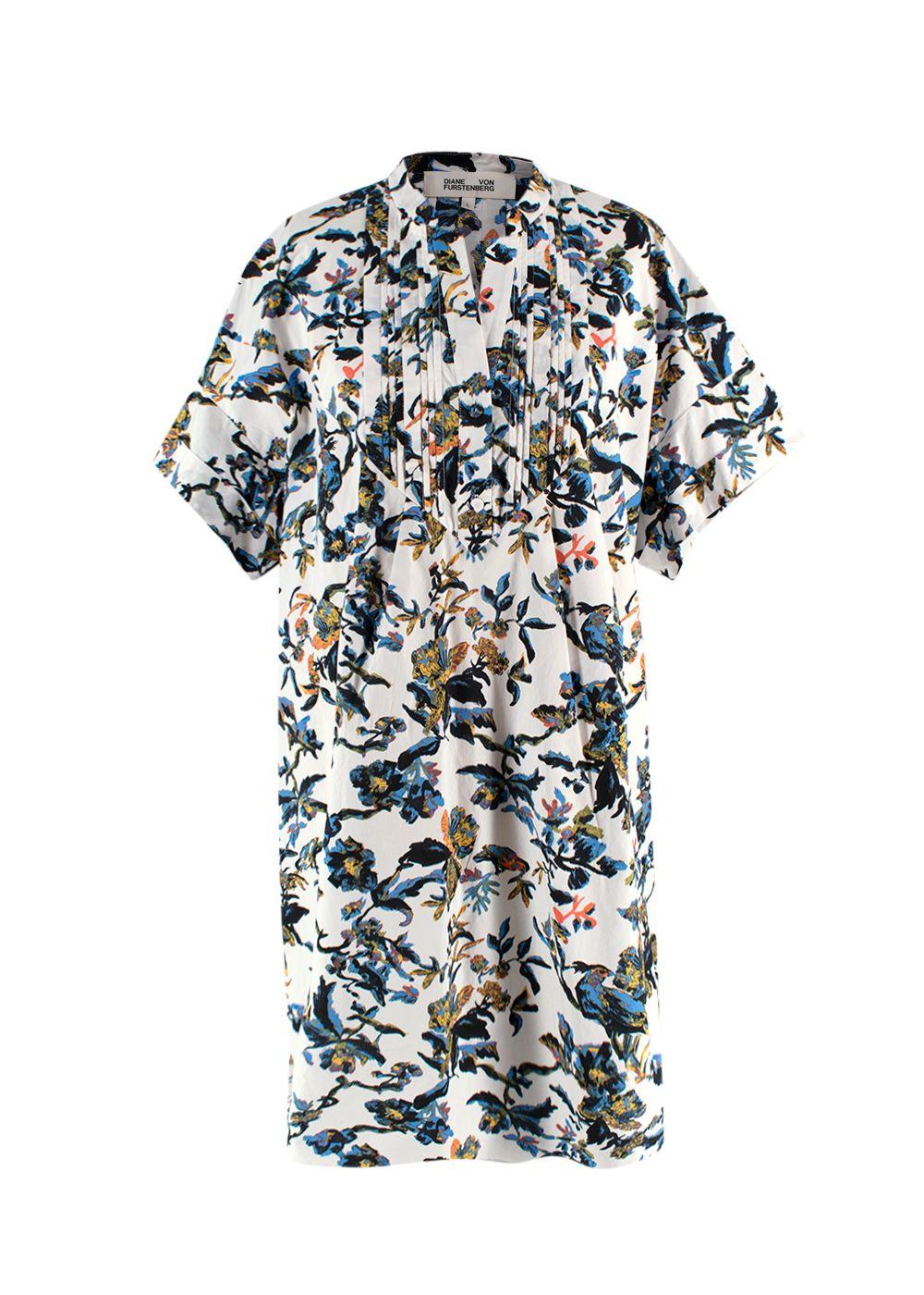 Diane Von Furstenberg White Patterned  Shirt Dress