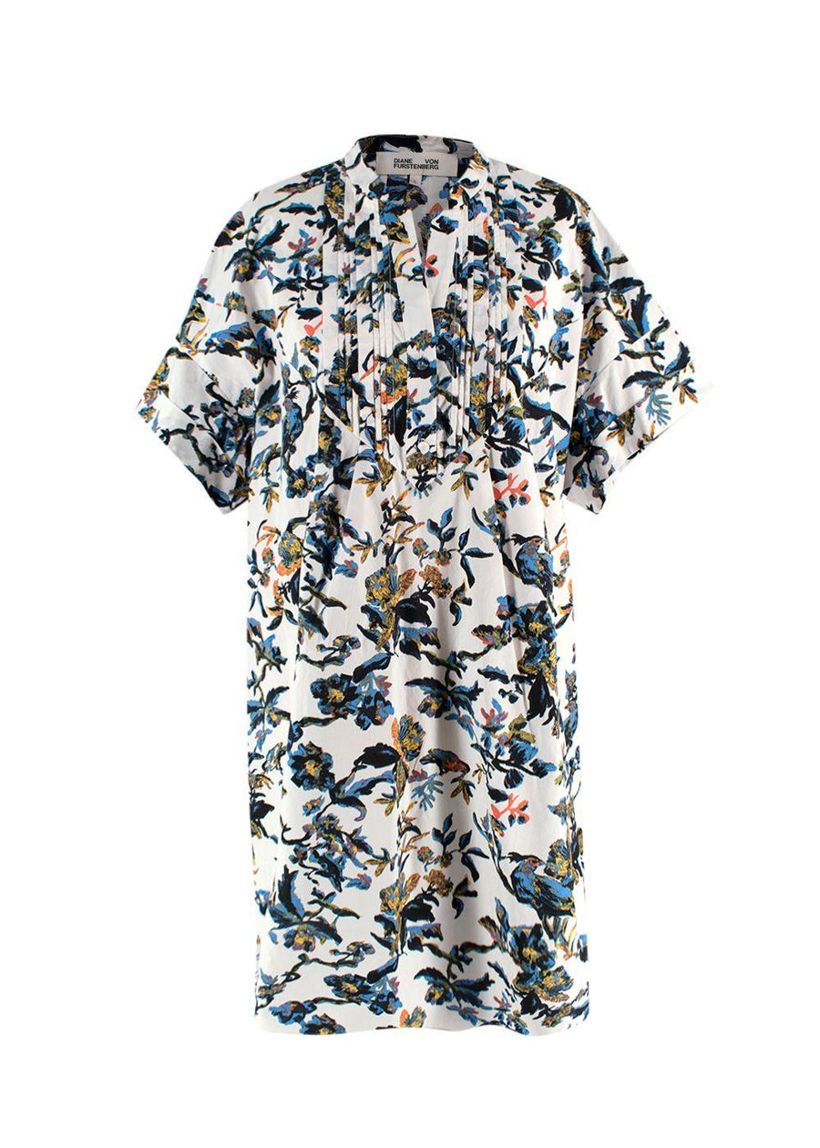 Diane Von Furstenberg White Patterned  Shirt Dress