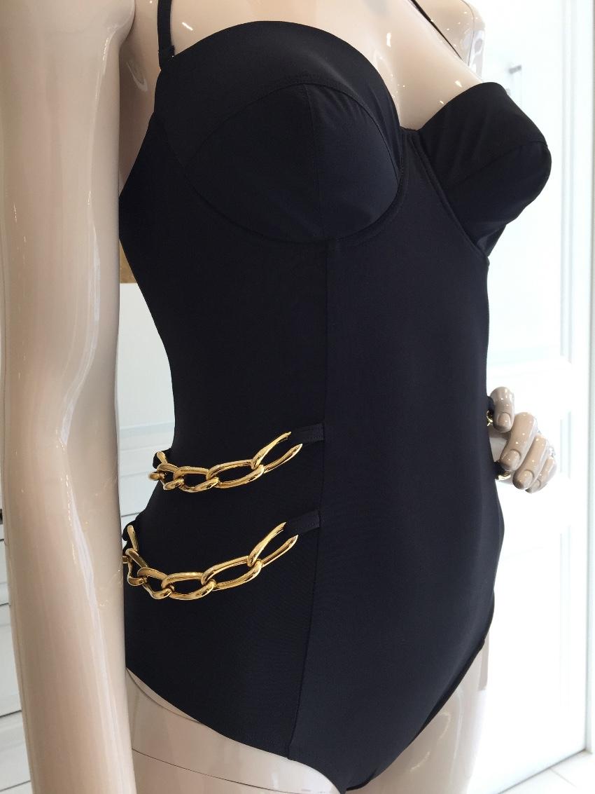 Carizzi Black 'Cocktail' Gold Chain Swimsuit