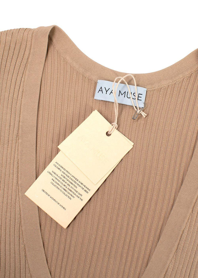 Aya Muse Beige Ribbed Tank Top