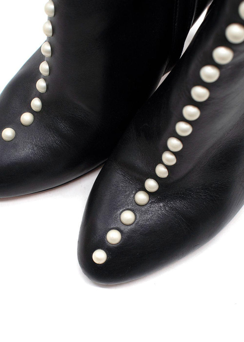 Aquazurra Firenze Black Follie Pearl Boots