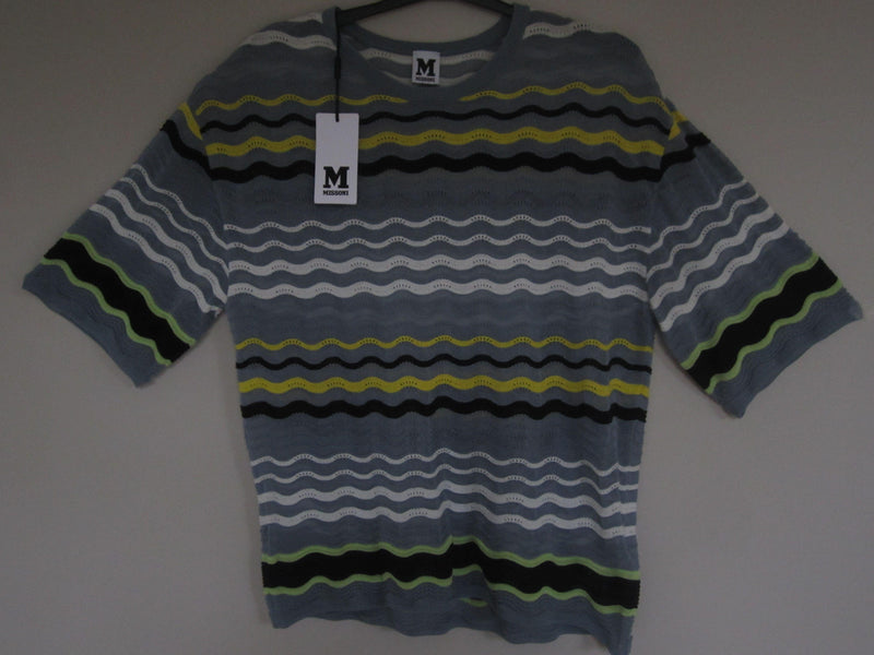 M Missoni Textured Crochet Knit Wave Stripe Top