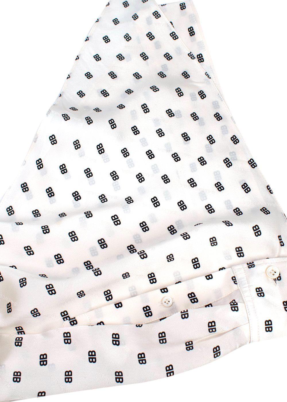 Balenciaga Ivory Monogram Silk Oversized Shirt