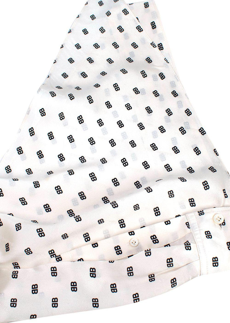 Balenciaga Ivory Monogram Silk Oversized Shirt