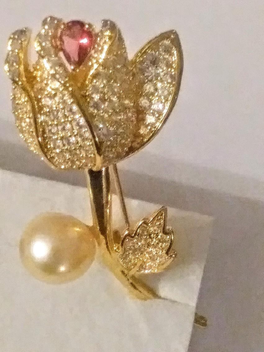 Bespoke Crystal Embellished Rose Brooch