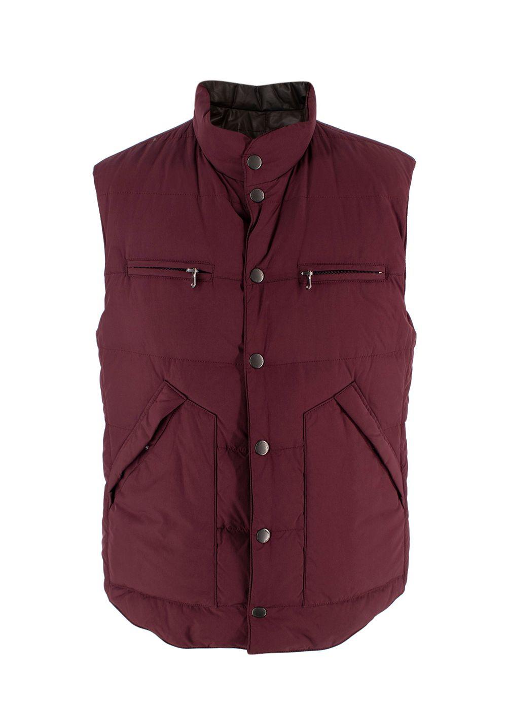 Brunello Cucinelli Brown And Burgundy Reversible Gilet
