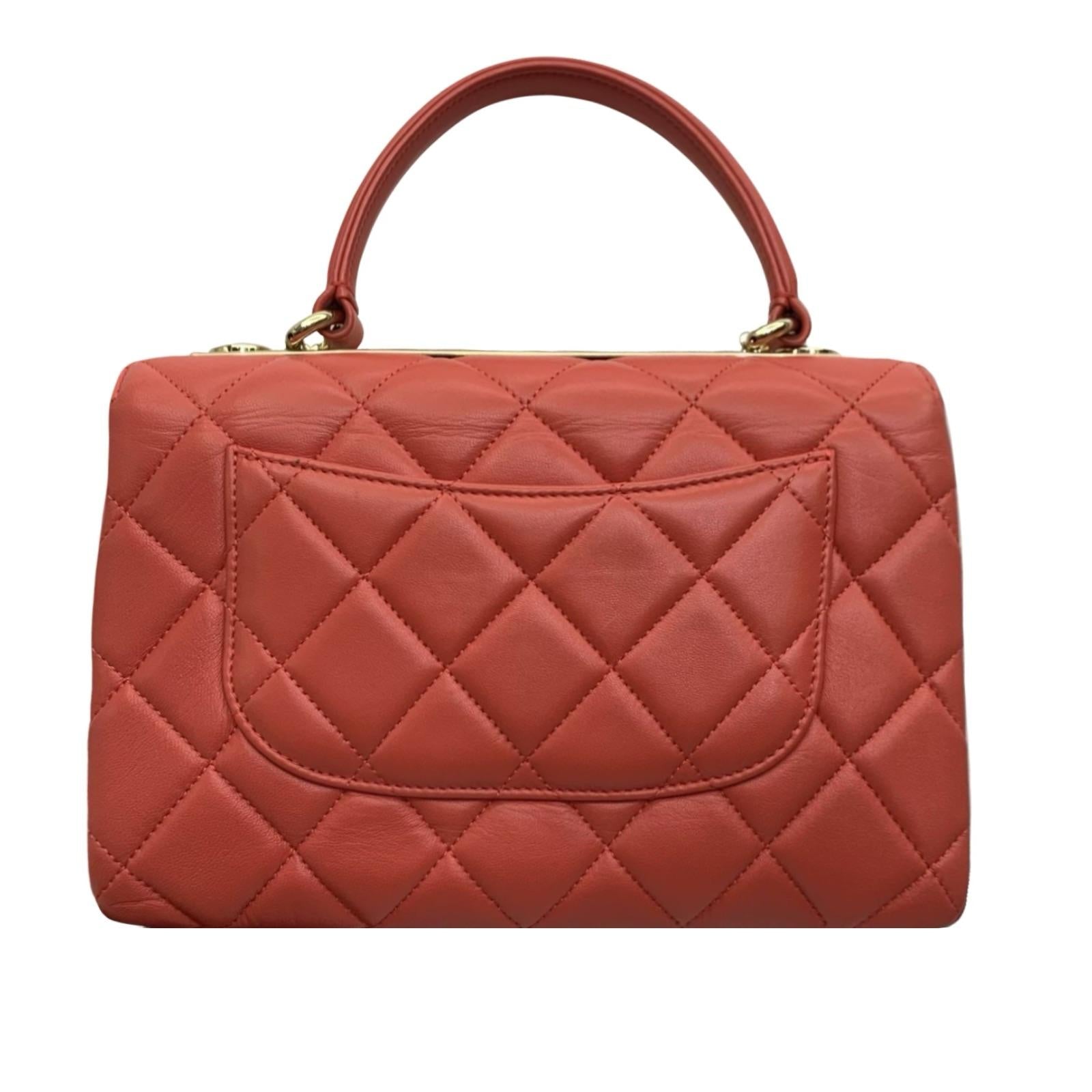 Small Orange Lambskin Trendy CC Flap Bag