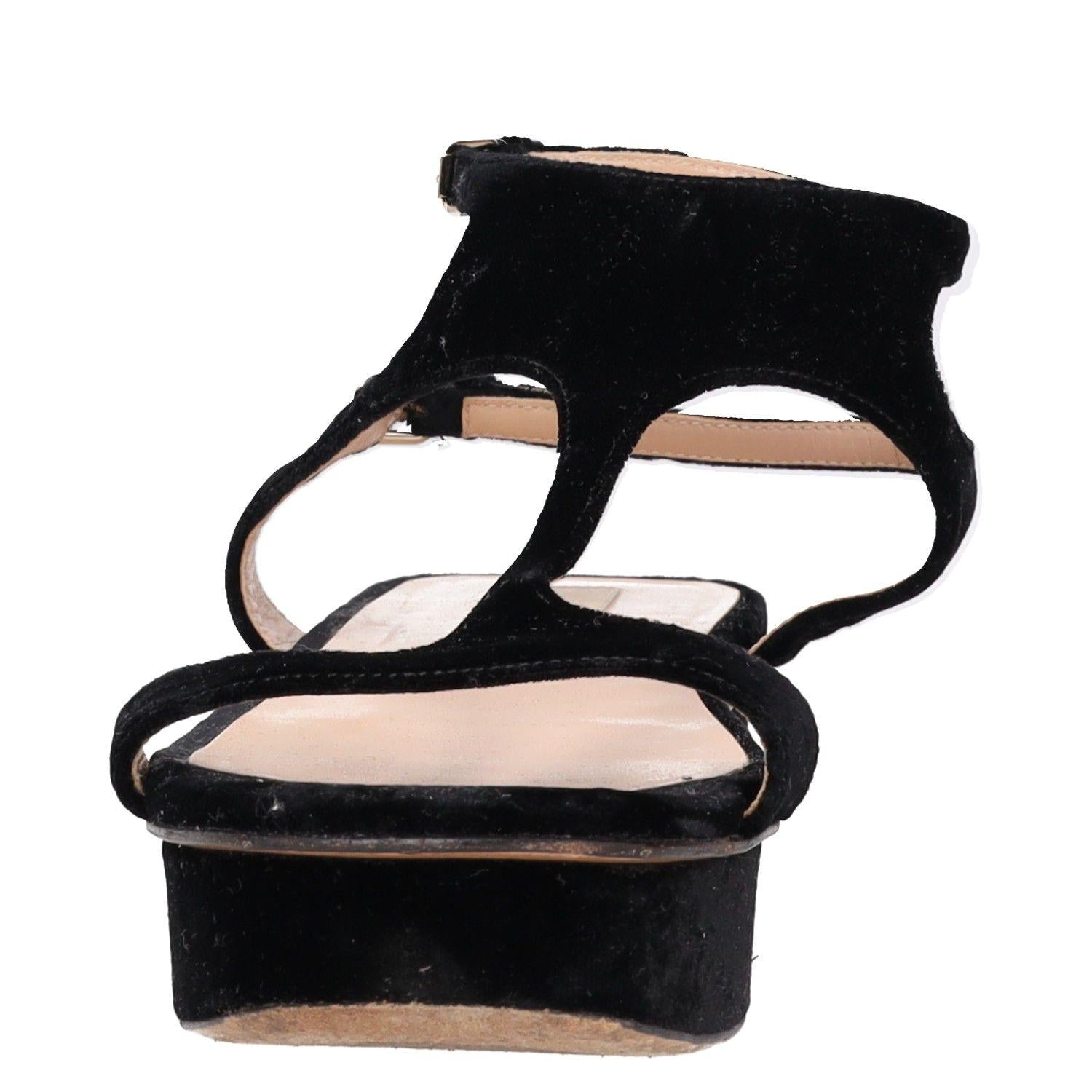 Valentino Black Velvet Platform Sandals
