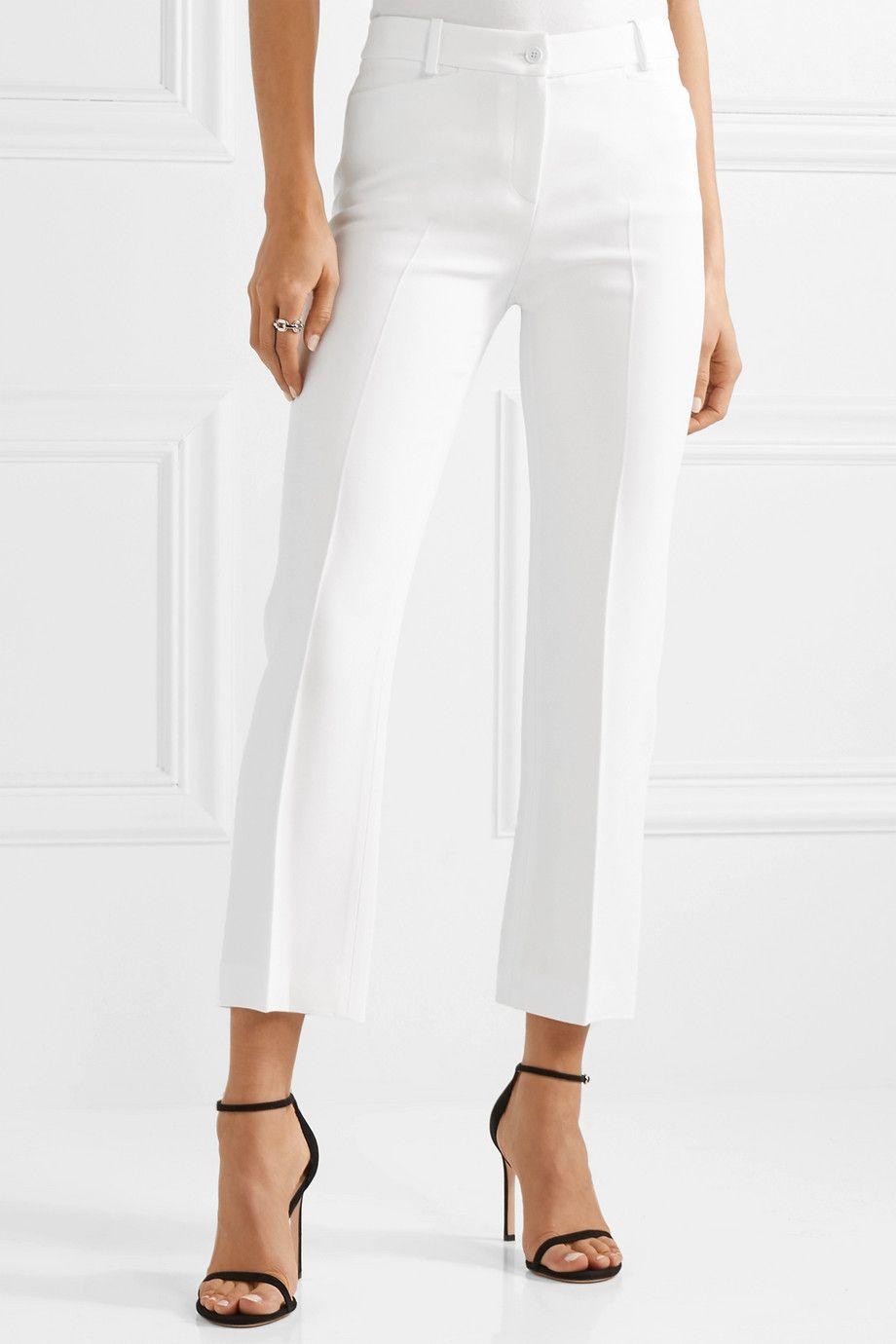 Michael Kors White Crepe Cropped Trousers