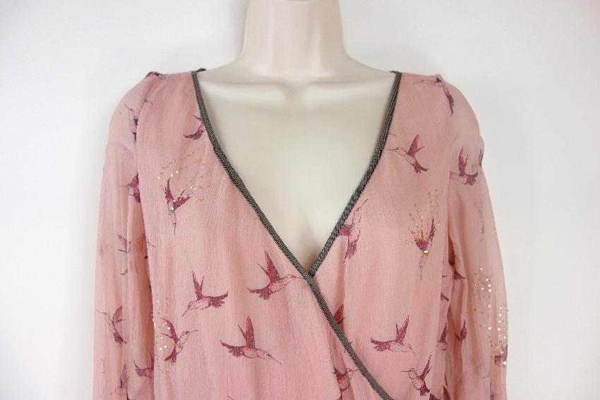 Temperley hummingbird-print wrap top