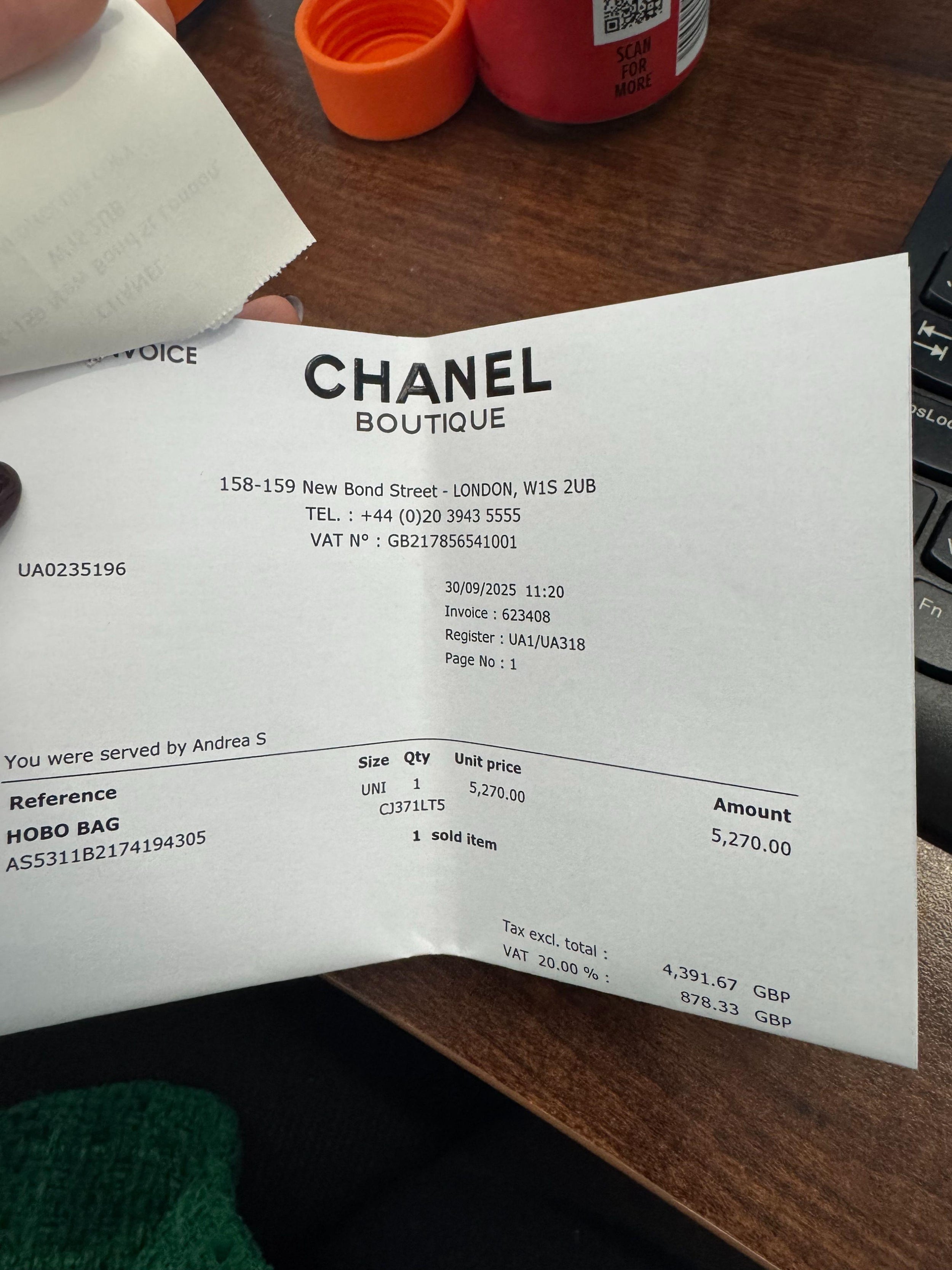 Chanel Current Season Medium Black Calf Leather Hobo With Receipt