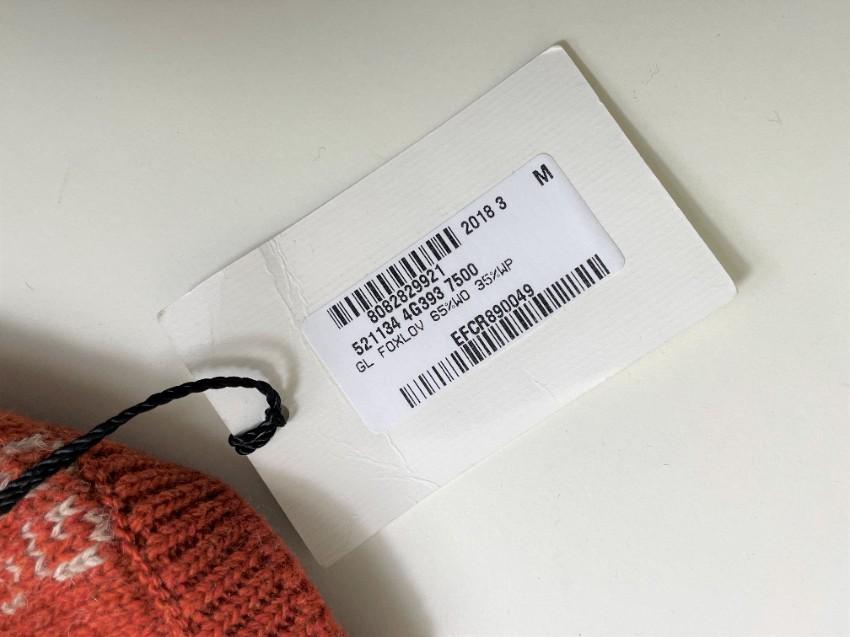Gucci Orange Fair Isle Fingerless Foxlov Gloves - Size M