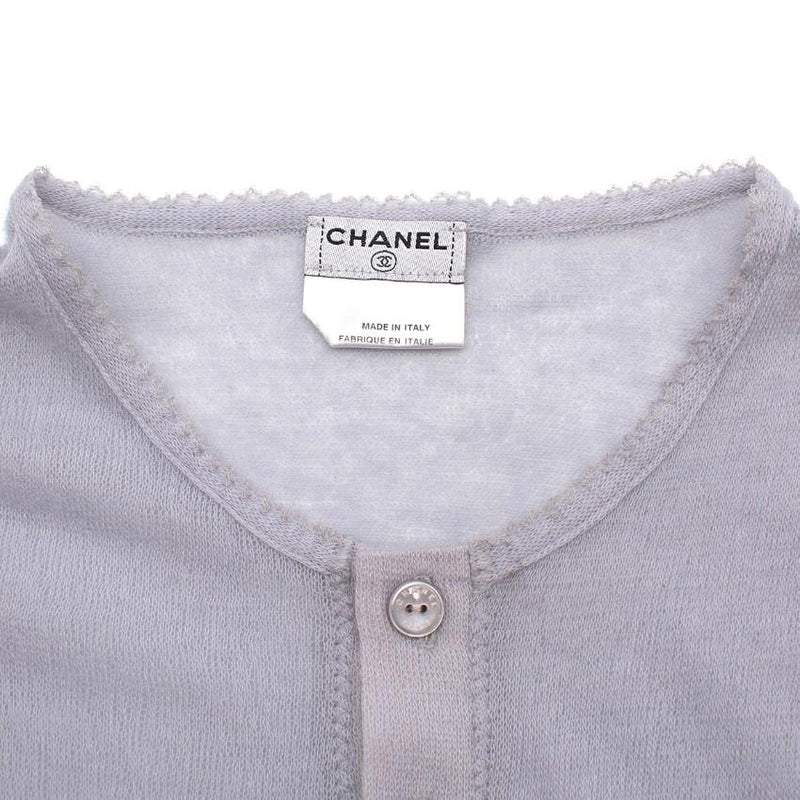 Chanel Lilac-Grey Sheer Cashmere Blend Knit Top