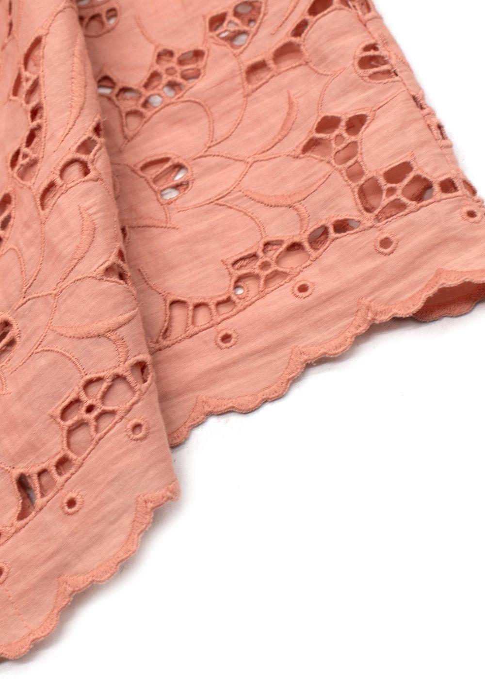 Stella McCartney Salmon Pink Broidere Anglais Blouse