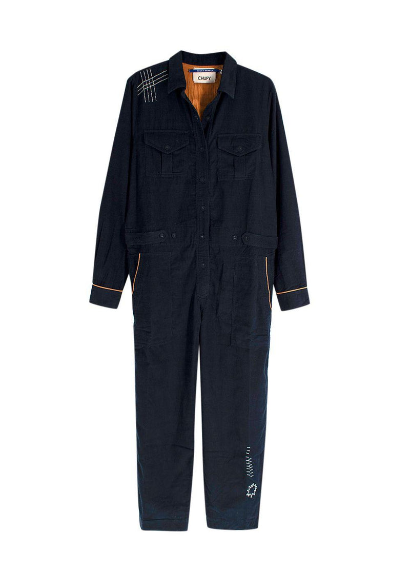 CHUFY Navy Corduroy Frank 'Find Me In Berlin' Jumpsuit