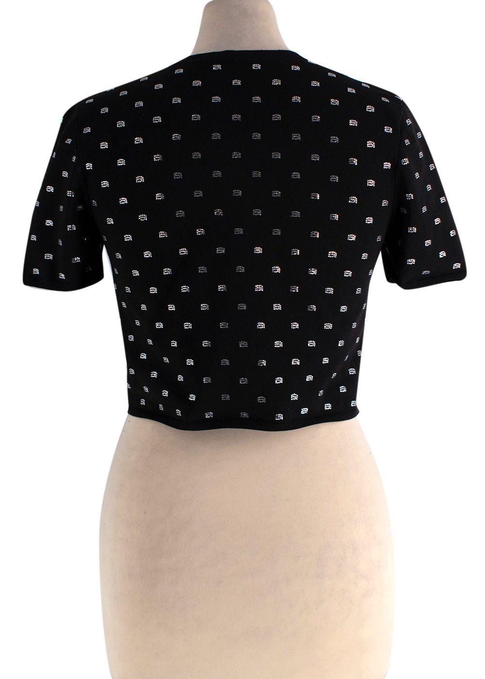 Alexander Wang Black Cropped Crystal T-Shirt