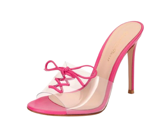 Gianvito Rossi Pink Perspex Lace Up Detail Mules