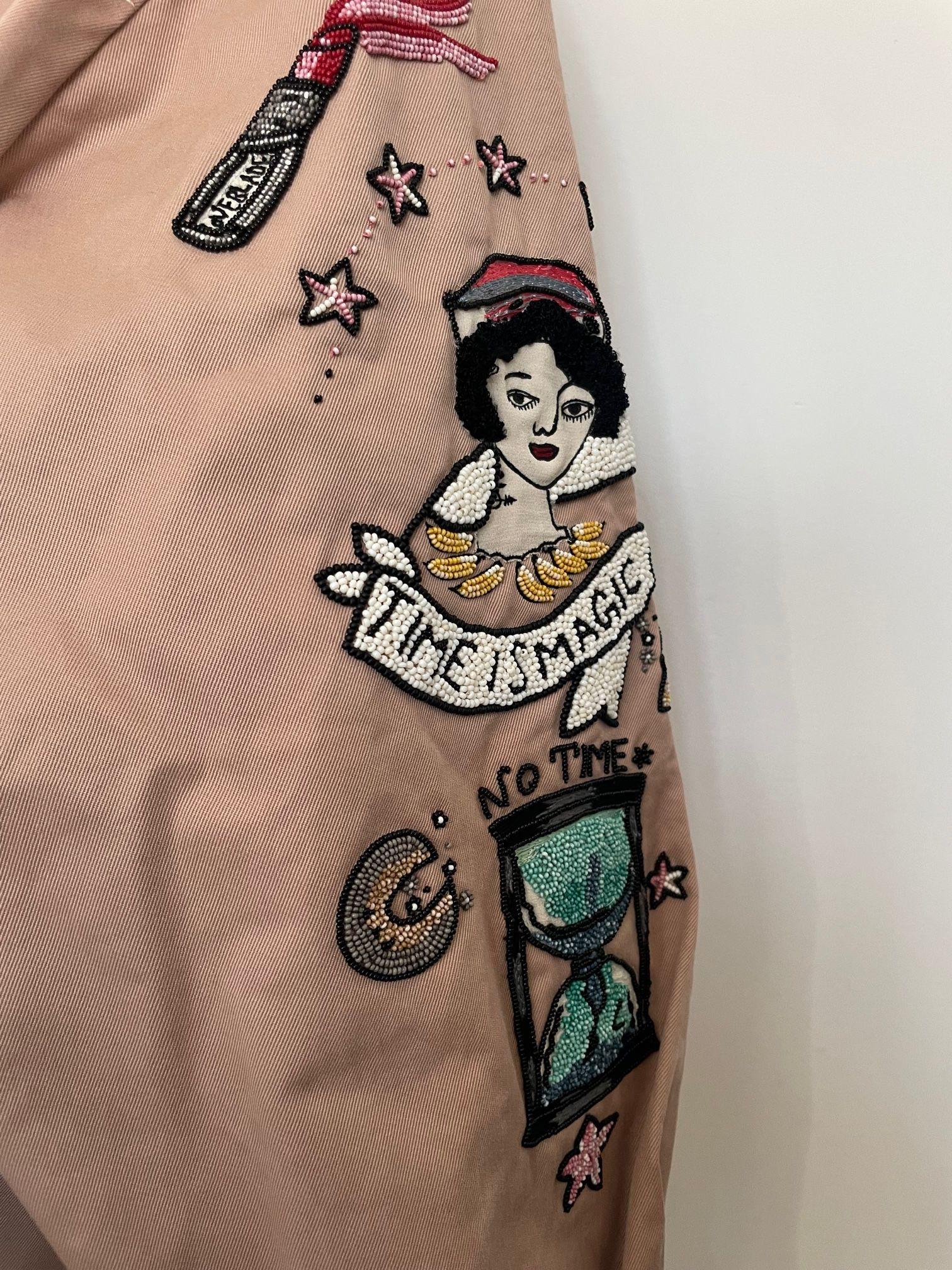Pale pink cotton twill embellished jacket