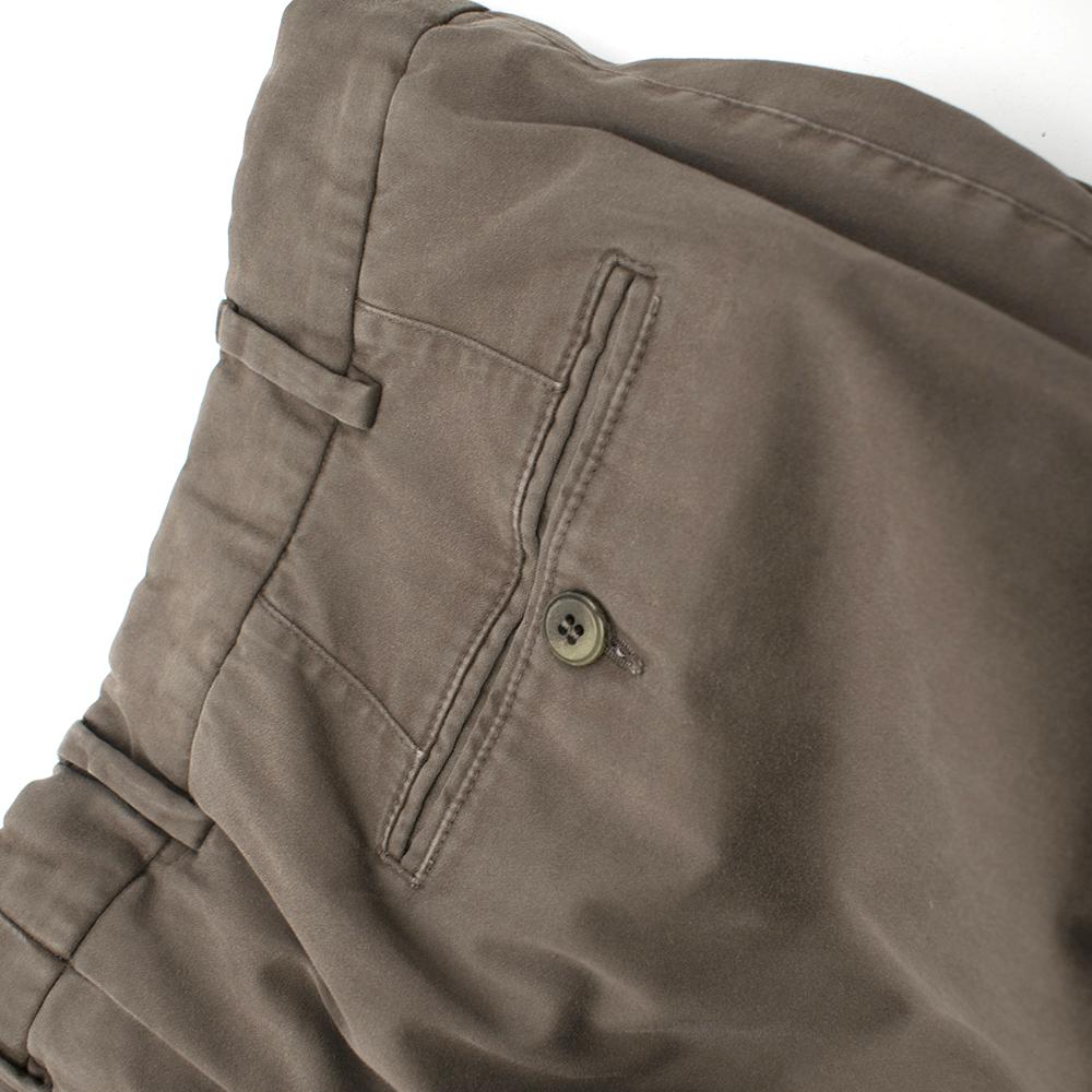 Canali Brown Cotton Straight Leg Trousers