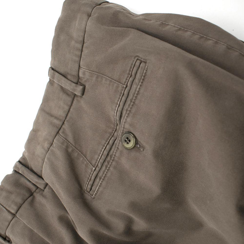 Canali Brown Cotton Straight Leg Trousers
