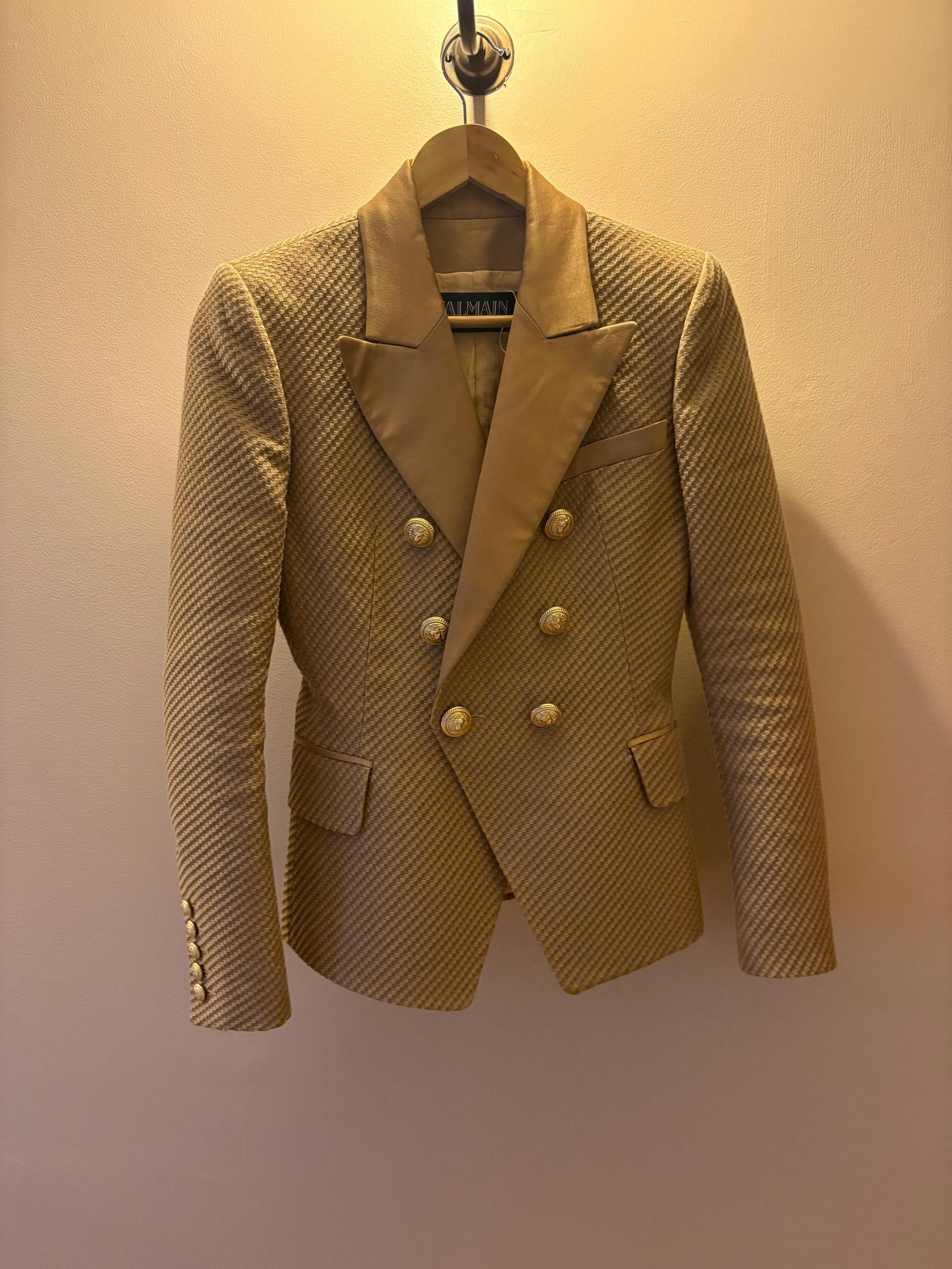 Balmain Silk/Cotton Double Breasted Blazer