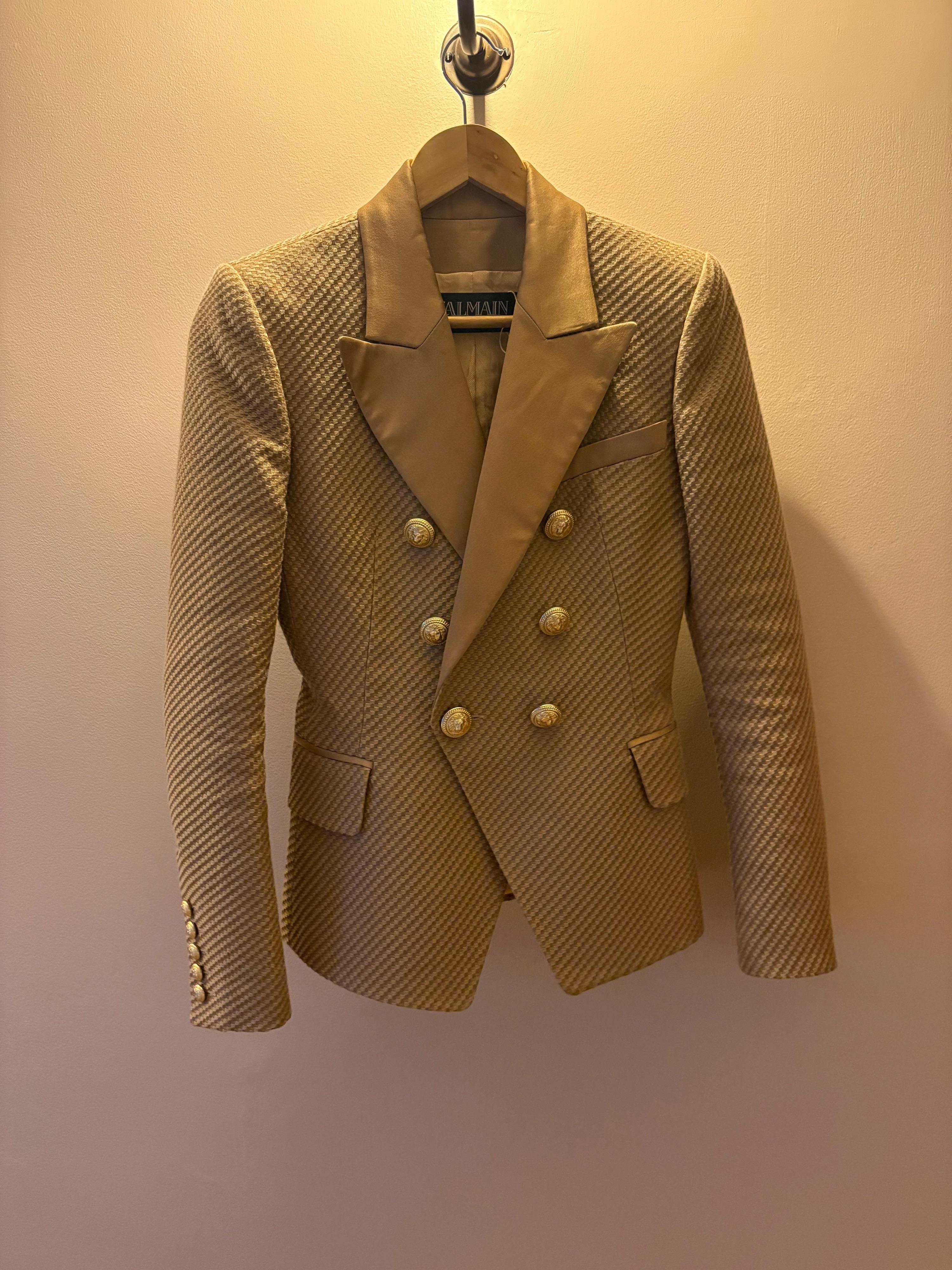 Balmain Silk/Cotton Double Breasted Blazer