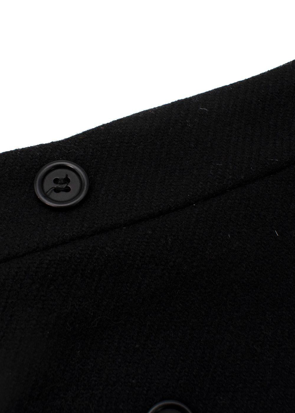Black Wool-Blend Button Skirt
