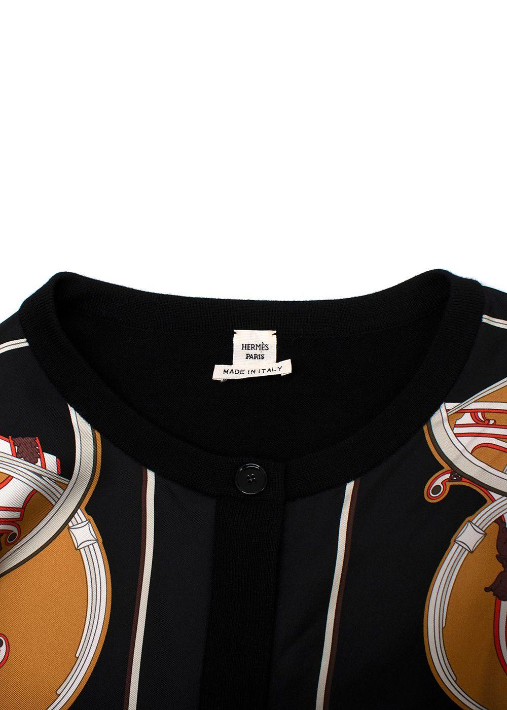Hermes Black Patterned Silk Twillaine Cardigan