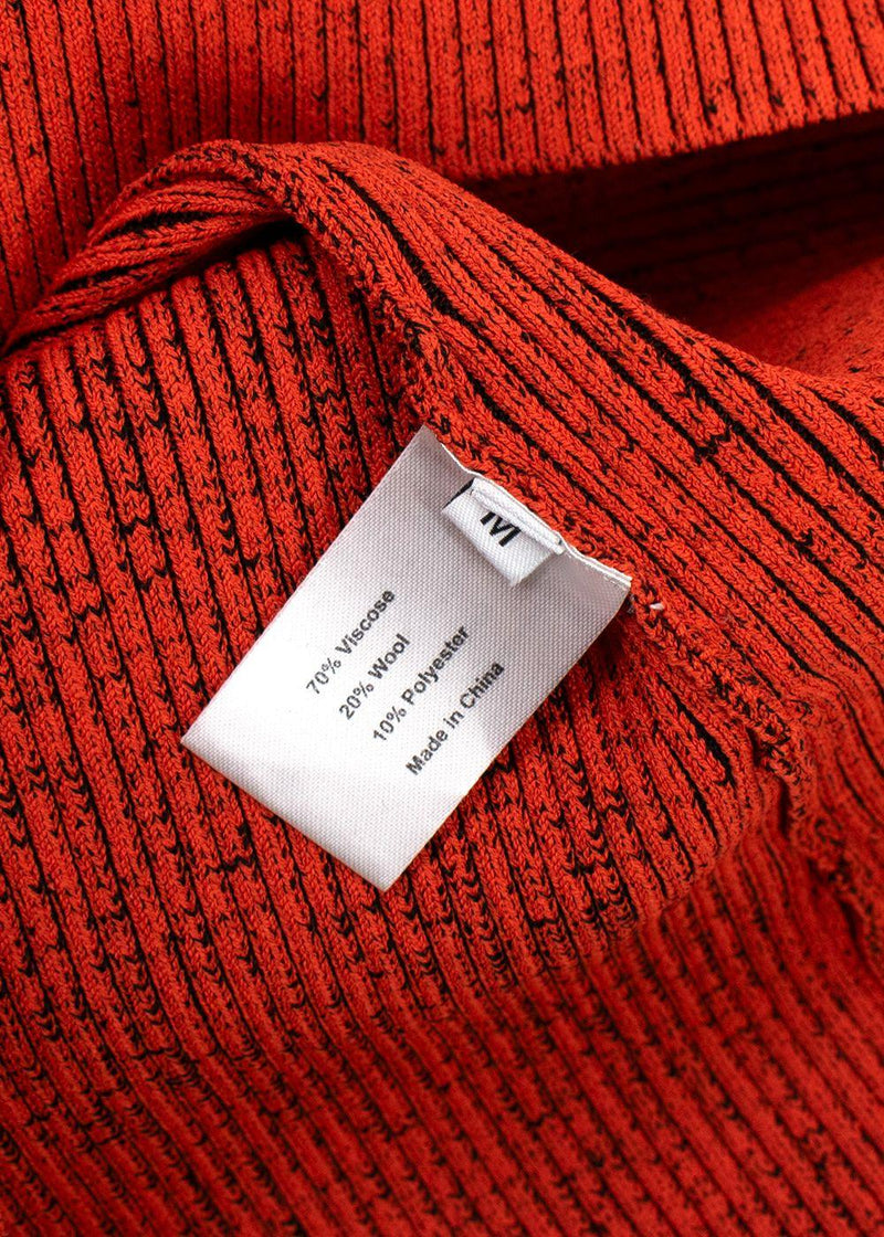 Proenza Orange Ribbed Knit High Neck Top